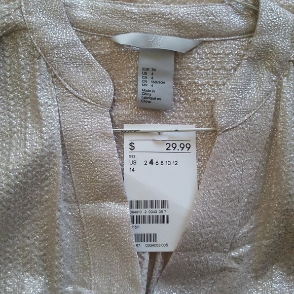 H&M Glittery Sparkly Hi Low Blouse NWT Sz 4 - Picture 3 of 8